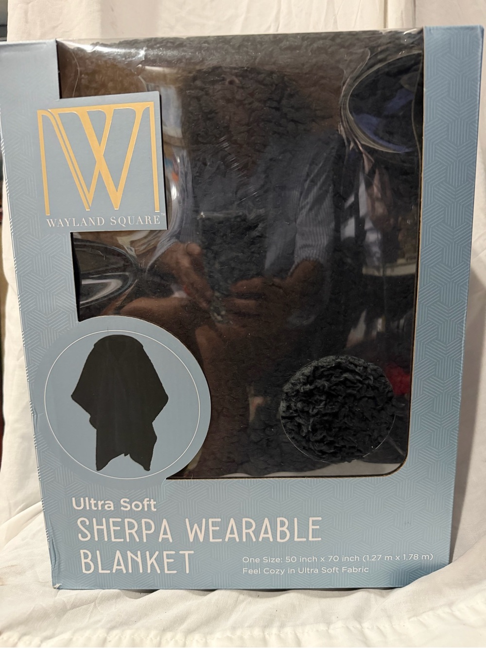 Wayland Square Ultra Soft Sherpa Wearable Blanket - Black